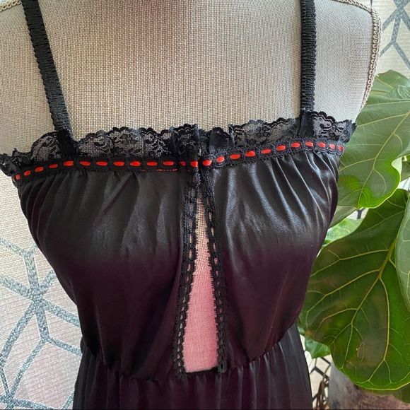 Slip dress black with red - vintage - Picture 3 of 7